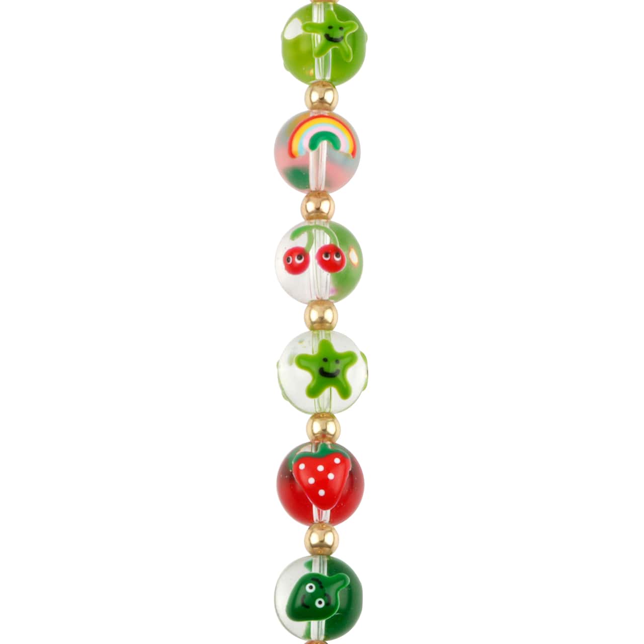6 Packs: 12 ct. (72 total) Fruit, Star & Rainbow Glass Round Beads, 12mm by Bead Landing™